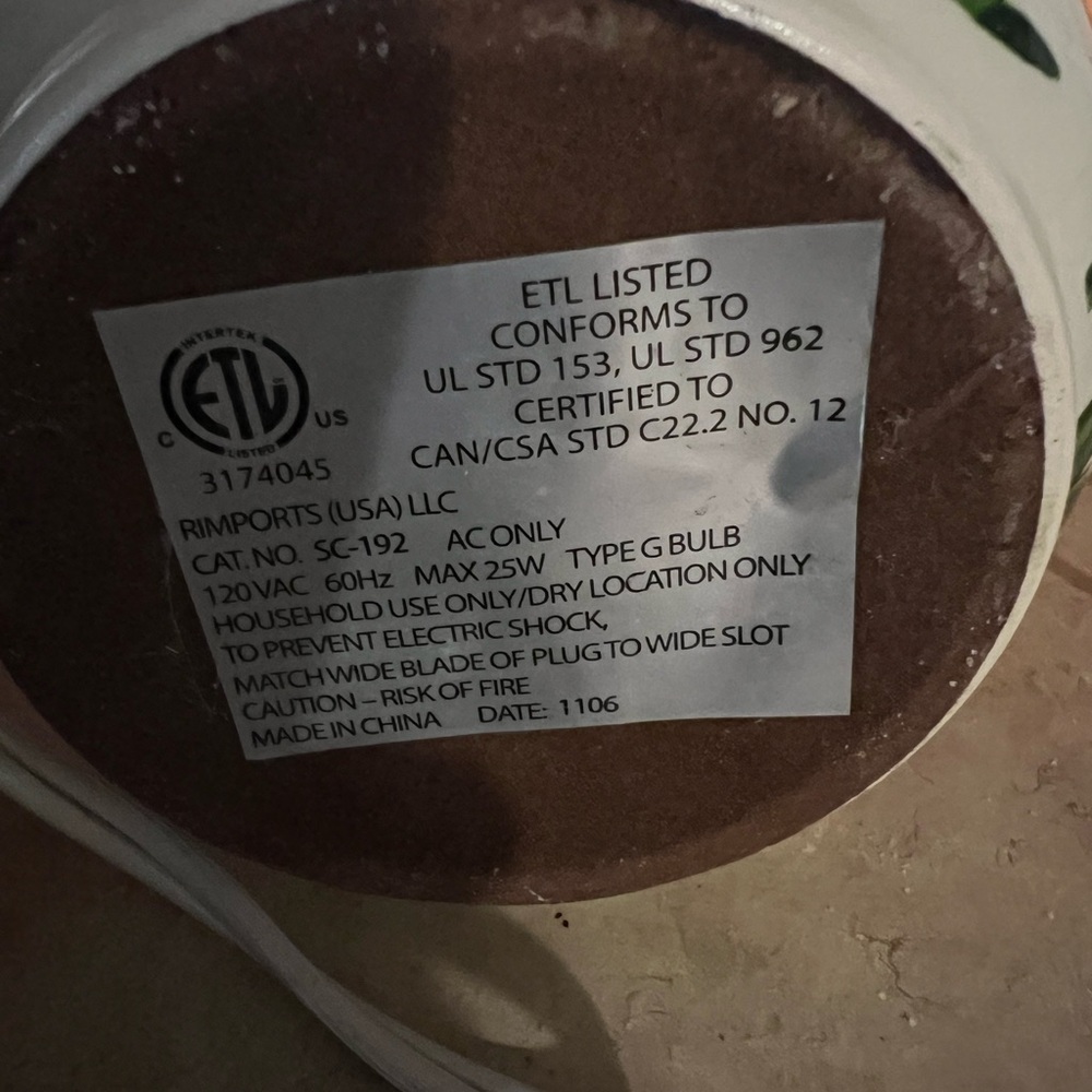 Floral Ceramic Wax Warmer - Picture 8 of 9